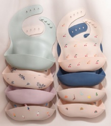 Baby Waterproof Silicone Bib, Soft Toddler Feeding Bib, Infants' Saliva Towel for Eating