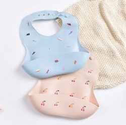 Baby Waterproof Silicone Bib, Soft Toddler Feeding Bib, Infants' Saliva Towel for Eating
