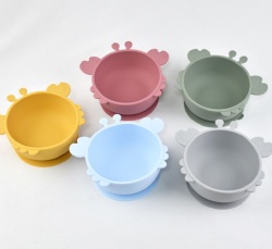 Cartoon Kids Tableware, Food Grade Silicone Baby Feeding Bowl, Toddler Dinner Plate with Suction, Drop-Resistant