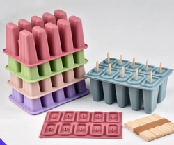 Food Grade Silicone Ice Cream Mold, 10-Cavity Popsicle Mould, Homemade Ice Pop & Ice Cube Tray for Kids