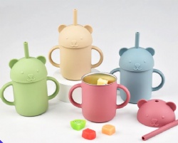 304 Stainless Steel Kids Milk Cup, Double Wall Straw Cup, Toddler Open Drinking Cup, Baby Training Sippy Cup & Water Cup