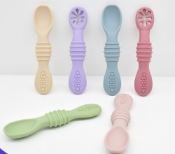 Baby Silicone Feeding Spoon | Hollow Training Spoon | Teething & Self-Feeding Utensil for Infants