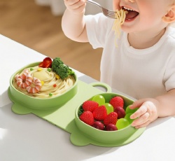 Silicone Baby Plate & Bowl for Toddlers Self-Feeding, Foldable Portable Tableware, Anti-Spill & Anti-Tip Design