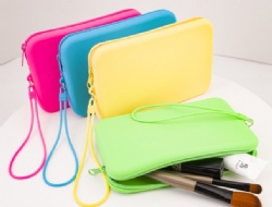 Square Silicone Cosmetic Storage Bag,Fashion Solid Color Toiletry Pouch,Large Capacity Organizer for Phone & Cash