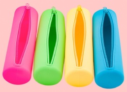 Round Silicone Bag,Large Capacity Travel Multi-Functional Toiletry Storage Bag,Stationery & Cosmetic Organizer Pouch