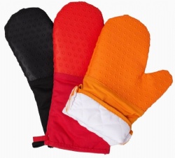 Half Palm Cotton Thickened Silicone Gloves, Heat Resistant Anti-Scald Anti-Slip for Oven Microwave Baking Kitchen