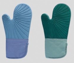 Ripple Texture Silicone Heat Resistant Gloves Thick Cotton Lined Anti-Scald Oven Mitts for Kitchen Microwave