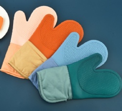 Silicone Gloves with Cotton Lining for Baking, Microwave & Oven Slant & Flat Opening Heat Resistant Silicone Oven Mitts