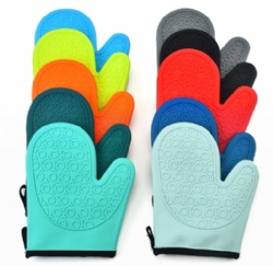 Silicone Gloves with Cotton Lining for Baking, Microwave & Oven Slant & Flat Opening Heat Resistant Silicone Oven Mitts