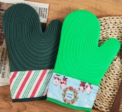 Heat Resistant Anti-Scald Silicone Gloves Thick Kitchen Oven Mitts for Baking & Microwave