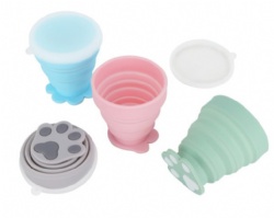 Cute Cat Paw Collapsible Silicone Cup, Outdoor Travel Retractable Washing Cup, Portable Foldable Paw Cup