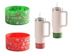 Christmas Themed Silicone Stanley Cup Boot, 7.5cm Anti-slip Heat Resistant Protective Cover for Stanley Tumbler