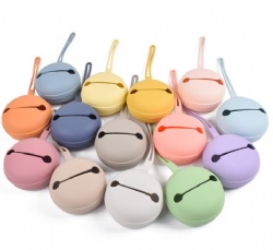 Food Grade Silicone Pacifier Storage Bag Portable Dustproof Baby Pacifier Holder with Lanyard