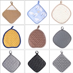 Nordic Style Cotton-Filled Silicone Pot Mat, Household Cloth & Silicone Heat Resistant Pad, Thickened Placemat, Coaster & Casserole Mat
