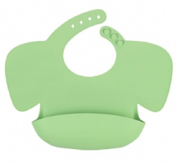 Silicone Baby Feeding Bib, Easy Clean Baby Bib & Drool Bib, Cartoon Elephant Kids Silicone Bib