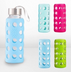 Silicone Cup Sleeve for Glass Water Bottle, Anti-Scald Protective Cover, Anti-Scratch Sleeve for Thermos, Straight Baby Bottle Sleeve