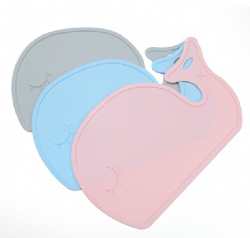 Whale Shape Silicone Kids Placemat, Non-Slip Easy Clean Cartoon Mat for Baby & Students