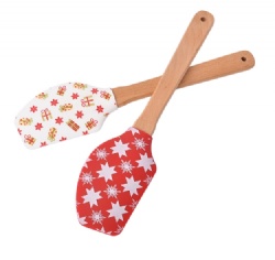 Christmas Series Silicone Spatula with Wooden Handle, Large Jam Spatula, Cake Baking Cream Spatula, Halloween Spatula
