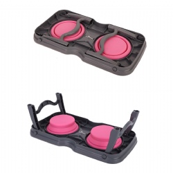 Collapsible Silicone Double Bowl for Dogs & Cats, 2-in-1 Food & Water Feeding Bowl, Non-Slip Portable Pet Feeder