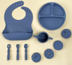 Silicone Tableware Set, Childrens Divided Plate, Baby Bib, Baby Dinner Plate, Supplementary Food, Mother & Baby Products