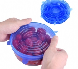 Silicone Stretch Lids 6-Pack, Reusable Bowl Covers, Elastic Sealed Lids for Fruits & Vegetables