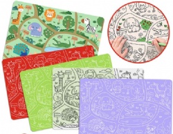 Kids Silicone Drawing Mat, Washable Watercolor Painting Pad, Cute DIY Silicone Table Mat for Desk & Dining