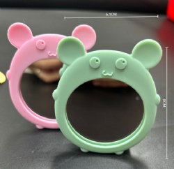 Round Silicone Makeup Mirror, Portable Touch-Up Card Holder, Mini Lipstick Mirror, Handheld Silicone Mirror