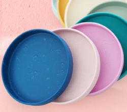 Round Silicone Plate for Kids, Multi-Color Baby Feeding Dish, Infant Complementary Food Tray