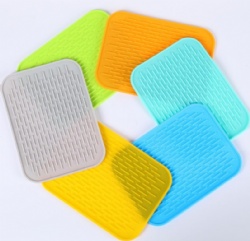 21*15cm Horizontal Striped Silicone Drain Mat, Non-Slip Heat Resistant Kitchen Drying Pad, Fruit & Vegetable Quick Dry Mat