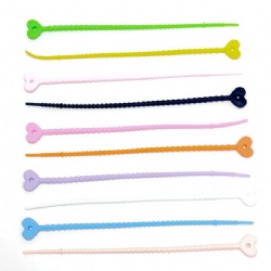 210mm Silicone Love Heart Cable Organizer, Cute Doll Toy Lanyard, Stretchable Colorful Silicone Ties