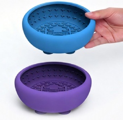 Silicone Pet Slow Feeder Bowl, Anti-Choke & Anti-Slip Licking Bowl with Suction Cup for Dogs & Cats, Anti-Tip Slow Eating Bowl