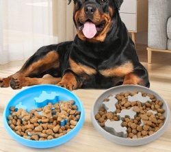 Silicone Pet Double Bowl, Anti-Tip & Non-Slip Dog Cat Feeding Bowl, Wear-Resistant Slow Feeder Mat Set