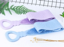Silicone Body Scrubber with Back Strap, Painless Exfoliating Bath Towel, Soft Massage Bath Brush for Dead Skin Removal