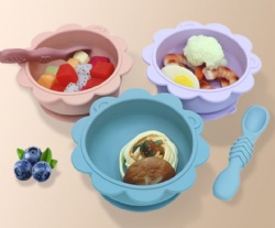Food Grade Silicone Little Lion Baby Bowl, Non-Toxic & Odorless, Heat & Cold Resistant, Microwave Safe, Suction Cup Anti-Slip Toddler Tableware