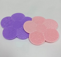 Flower Shape Silicone Makeup Brush Cleaning Mat with Suction Cups, Brush Washing Cleaner Pad
