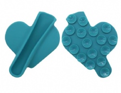 Portable Silicone Phone Holder & Lipstick/Lip Gloss Protective Case, Heart-Shaped Suction Cup Back Sticker with 3M Adhesive