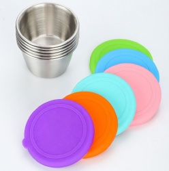304 Stainless Steel Sealed Fresh-Keeping Lid, Food Grade Silicone Sealing Cover for Sauce Dish Tomato Salad Dressing Cup Lid