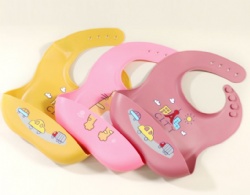 Silicone Printed Flat Baby Bib, Feeding & Tableware Set, Waterproof Mess-Free Saliva Bib for Infants & Toddlers
