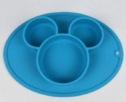Kids Cartoon Silicone Plate, Suction Cup Divided Baby Feeding Plate, High Temperature Resistant Easy Clean Silicone Dinner Plate