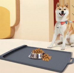 Extra Large Silicone Pet Food Mat with Raised Edge, Waterproof & Easy to Clean Feeding Mat for Dogs and Cats