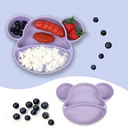 Children's Silicone Dinner Plate Set, Baby Compartment Divided Plate, Cute Feeding Dish, Customizable Baby Tableware